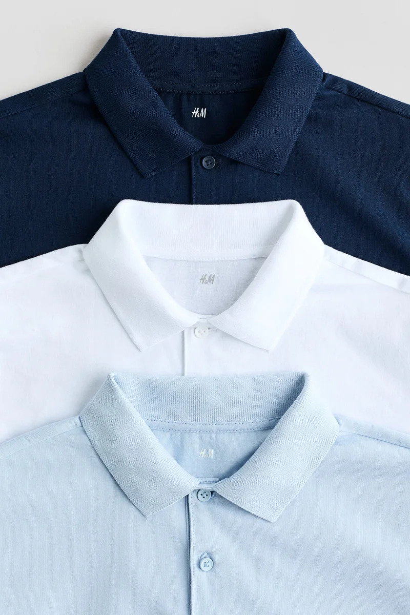 H&M 3-pack cotton polo shirts